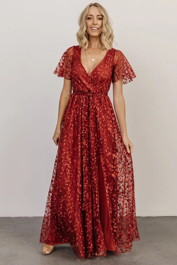 BB Custom Marseille Embossed Maxi Dress | Crimson 5 BB Custom Marseille Embossed Maxi Dress | Crimson