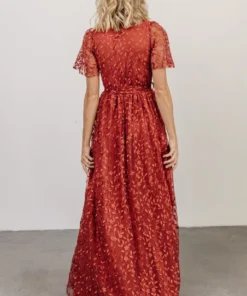 BB Custom Marseille Embossed Maxi Dress | Crimson 15 BB Custom Marseille Embossed Maxi Dress | Crimson