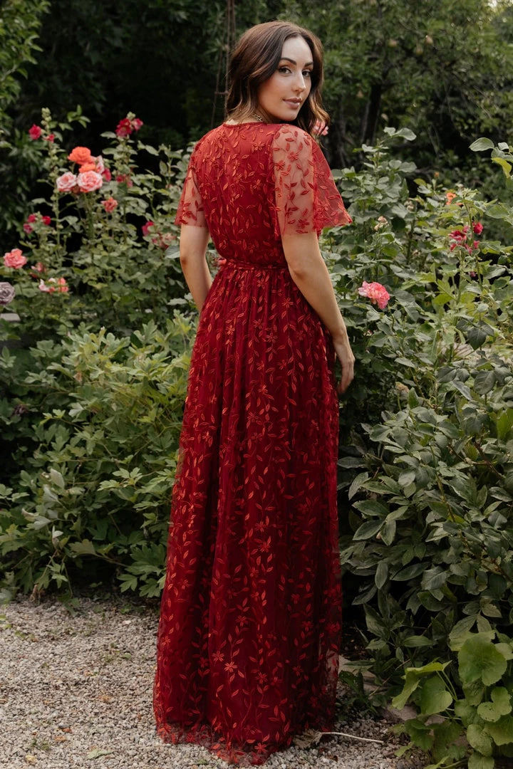 BB Custom Marseille Embossed Maxi Dress | Crimson 4 BB Custom Marseille Embossed Maxi Dress | Crimson