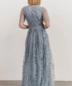 BB Custom Marseille Embossed Maxi Dress | Dusty Blue