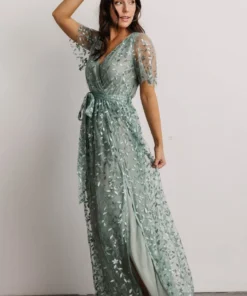BB Custom Marseille Embossed Maxi Dress | Eucalyptus Dresses