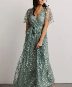 BB Custom Marseille Embossed Maxi Dress | Eucalyptus Dresses