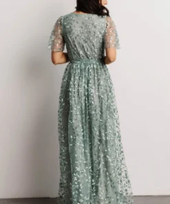 BB Custom Marseille Embossed Maxi Dress | Eucalyptus Dresses