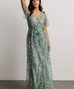 BB Custom Marseille Embossed Maxi Dress | Eucalyptus Dresses