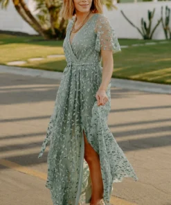 BB Custom Marseille Embossed Maxi Dress | Eucalyptus Dresses