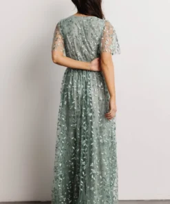 BB Custom Marseille Embossed Maxi Dress | Eucalyptus Dresses