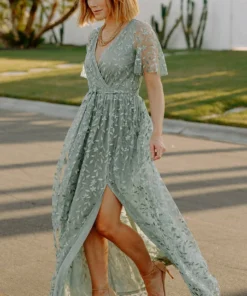 BB Custom Marseille Embossed Maxi Dress | Eucalyptus Dresses