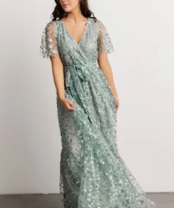 BB Custom Marseille Embossed Maxi Dress | Eucalyptus Dresses