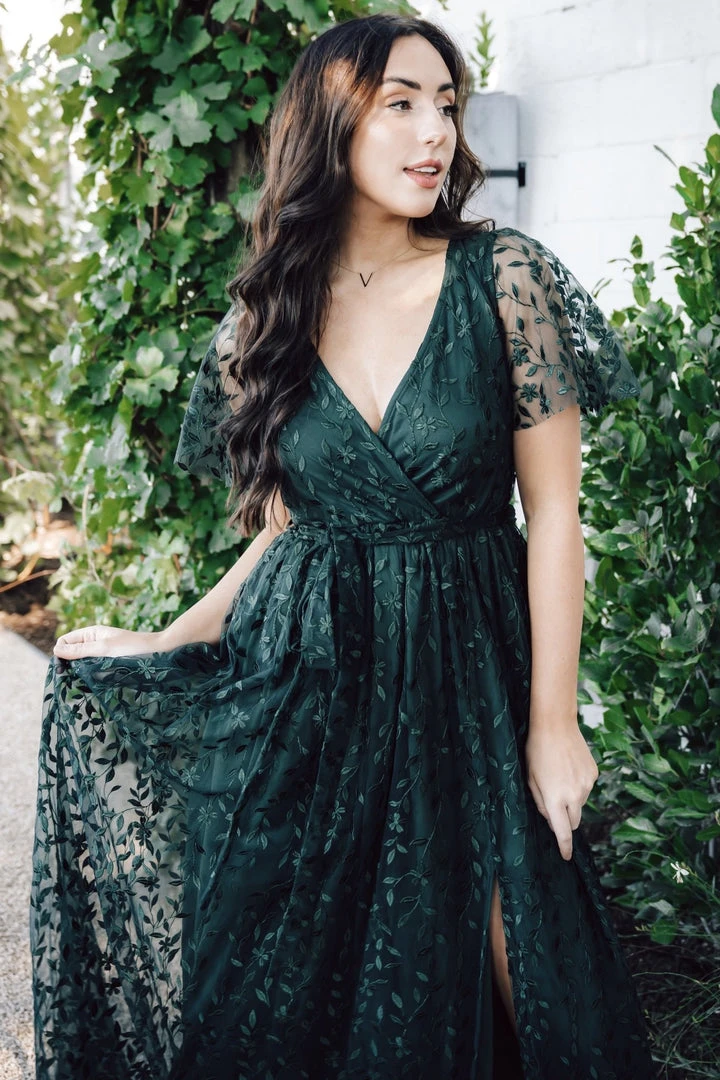BB Custom Marseille Embossed Maxi Dress | Green 10 BB Custom Marseille Embossed Maxi Dress | Green