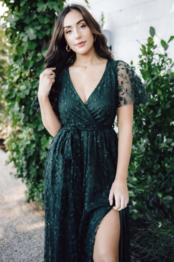 BB Custom Marseille Embossed Maxi Dress | Green 2 BB Custom Marseille Embossed Maxi Dress | Green