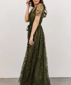 BB Custom Marseille Embossed Maxi Dress | Olive