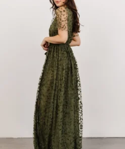 BB Custom Marseille Embossed Maxi Dress | Olive