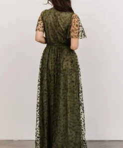 BB Custom Marseille Embossed Maxi Dress | Olive