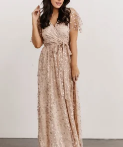 BB Custom Marseille Embossed Maxi Dress | Sequin Champagne