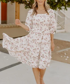 BB Custom Dresses Marta Smocked Midi Dress | Berry Floral