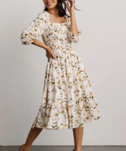 BB Custom Dresses Marta Smocked Midi Dress | Golden Floral