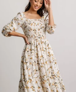 BB Custom Dresses Marta Smocked Midi Dress | Golden Floral