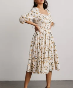 BB Custom Dresses Marta Smocked Midi Dress | Golden Floral