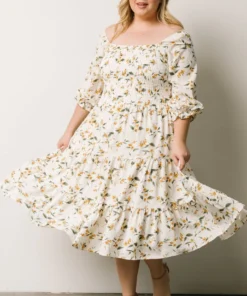 BB Custom Dresses Marta Smocked Midi Dress | Golden Floral