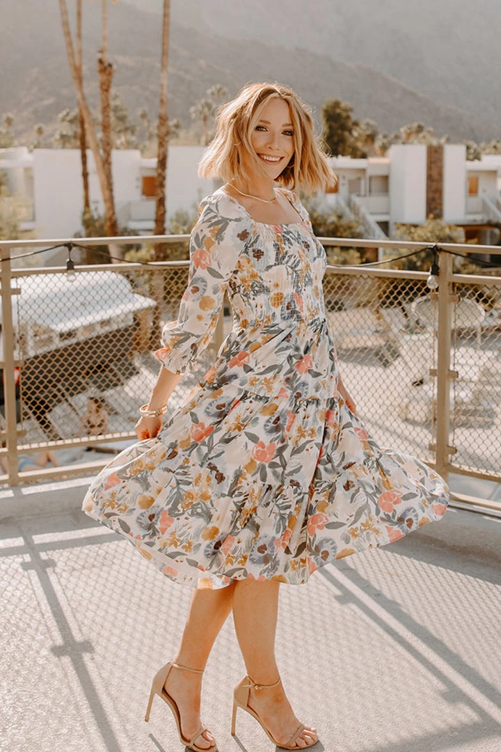 BB Custom Dresses Marta Smocked Midi Dress | Multi Floral 4 BB Custom Dresses Marta Smocked Midi Dress | Multi Floral