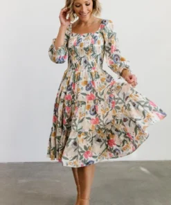 BB Custom Dresses Marta Smocked Midi Dress | Multi Floral 24 BB Custom Dresses Marta Smocked Midi Dress | Multi Floral
