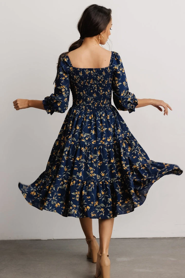 BB Custom Marta Smocked Midi Dress | Navy Floral Dresses 6 BB Custom Marta Smocked Midi Dress | Navy Floral Dresses
