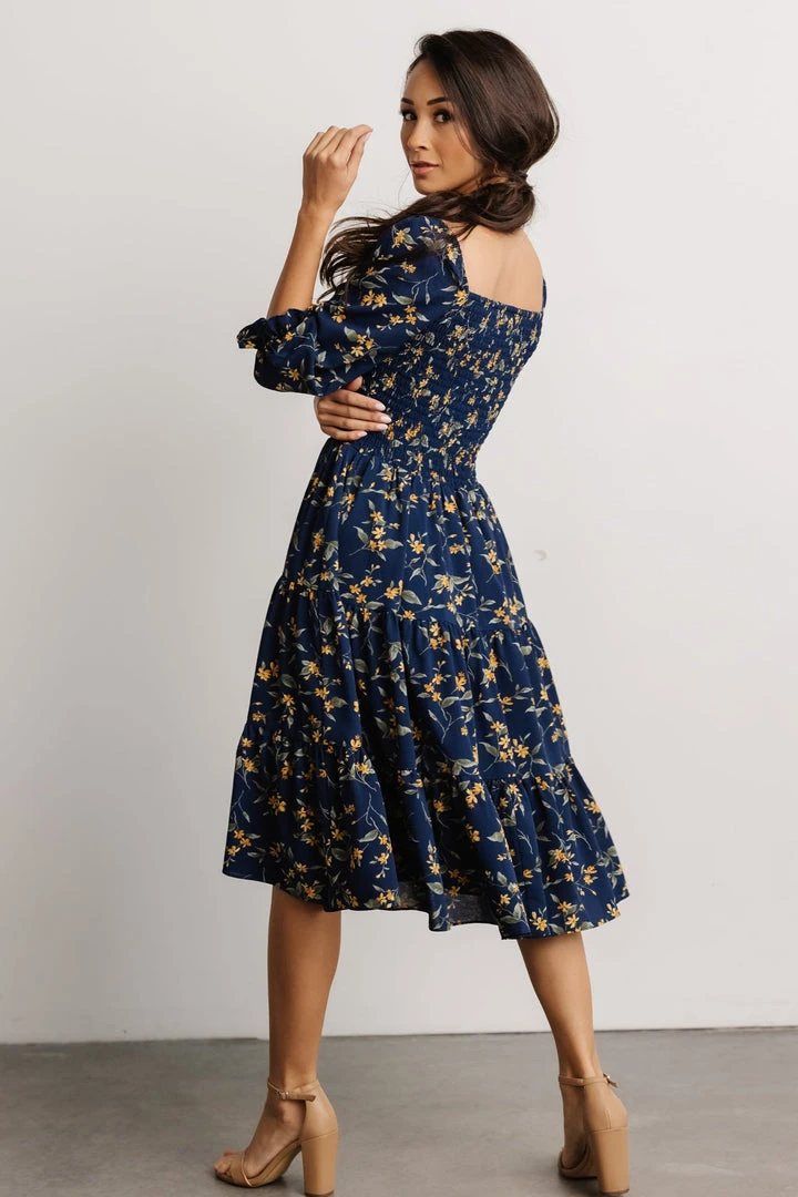 BB Custom Marta Smocked Midi Dress | Navy Floral Dresses 5 BB Custom Marta Smocked Midi Dress | Navy Floral Dresses