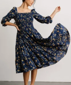BB Custom Marta Smocked Midi Dress | Navy Floral Dresses 12 BB Custom Marta Smocked Midi Dress | Navy Floral Dresses