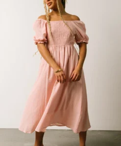 HAY Martha Smocked Midi Dress | Dusty Pink Dresses
