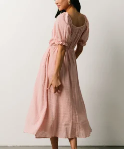 HAY Martha Smocked Midi Dress | Dusty Pink Dresses