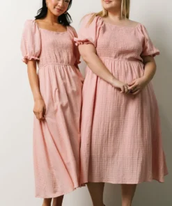 HAY Martha Smocked Midi Dress | Dusty Pink Dresses