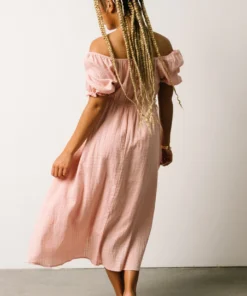 HAY Martha Smocked Midi Dress | Dusty Pink Dresses