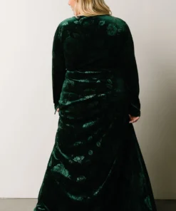 BB Custom Maxi Dresses Matthews Embossed Velvet Maxi Dress | Emerald 14 BB Custom Maxi Dresses Matthews Embossed Velvet Maxi Dress | Emerald