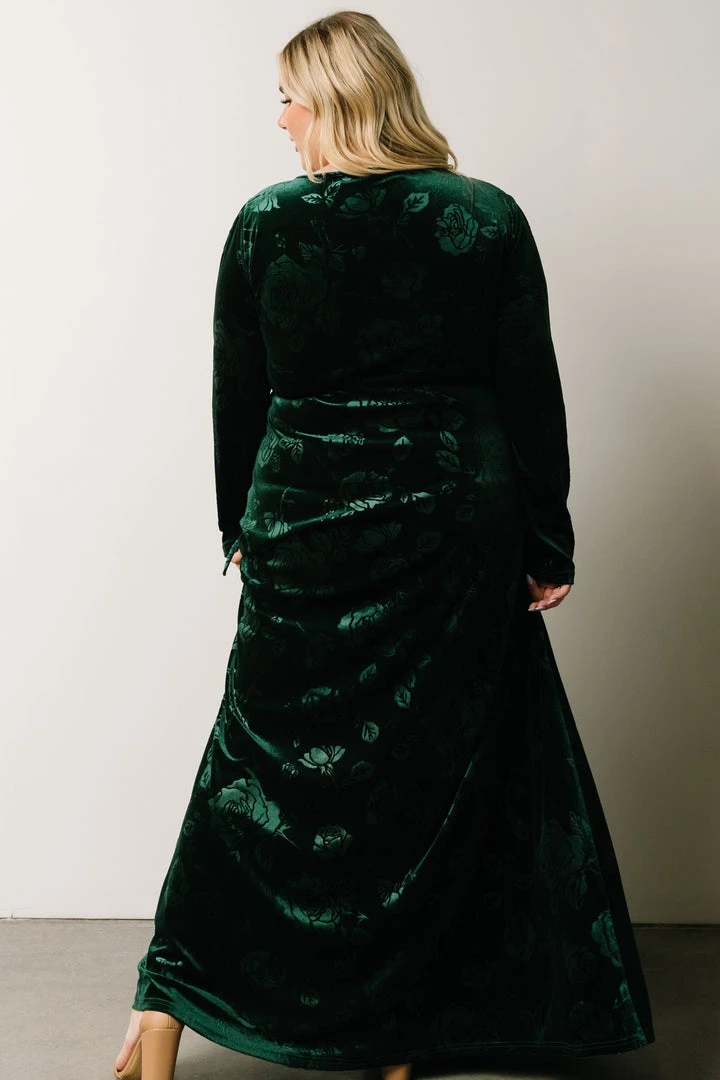 BB Custom Maxi Dresses Matthews Embossed Velvet Maxi Dress | Emerald 5 BB Custom Maxi Dresses Matthews Embossed Velvet Maxi Dress | Emerald