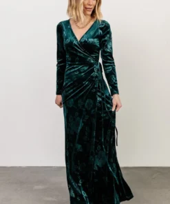 BB Custom Dresses Matthews Embossed Velvet Maxi Dress | Jade 12 BB Custom Dresses Matthews Embossed Velvet Maxi Dress | Jade