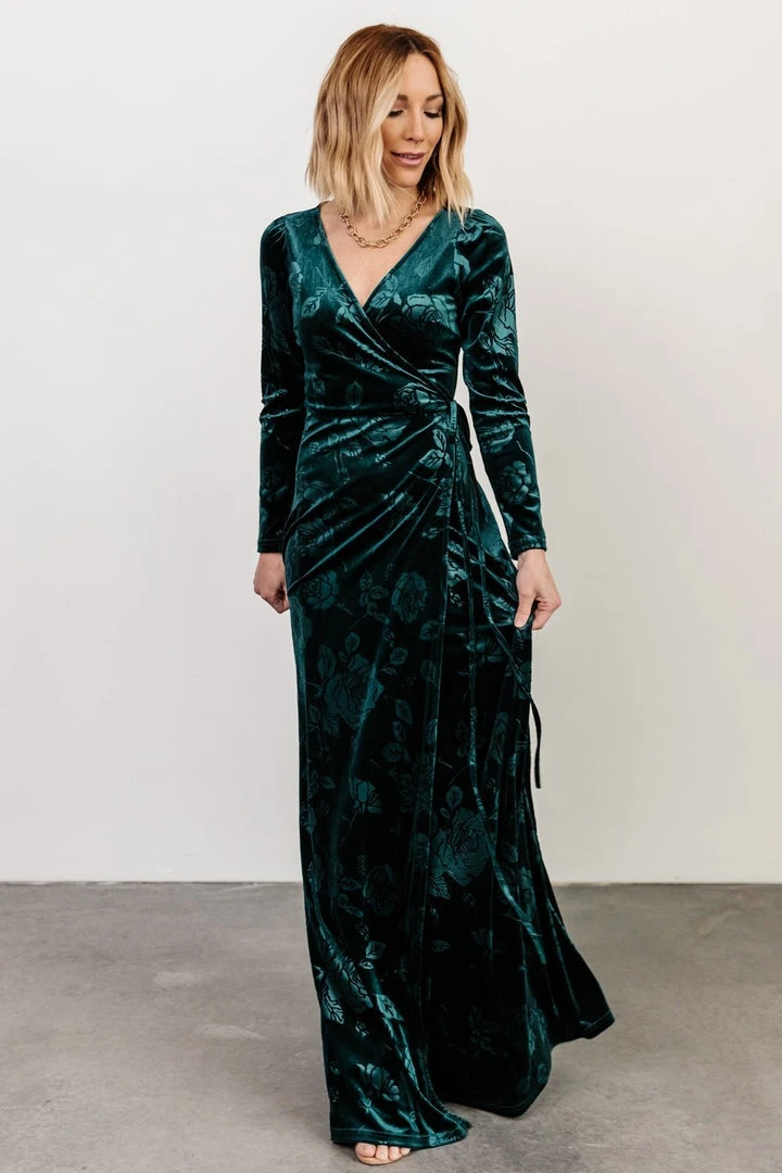 BB Custom Dresses Matthews Embossed Velvet Maxi Dress | Jade 4 BB Custom Dresses Matthews Embossed Velvet Maxi Dress | Jade