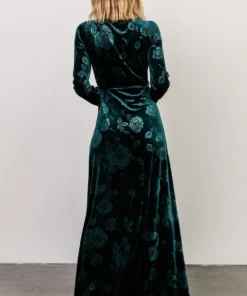 BB Custom Dresses Matthews Embossed Velvet Maxi Dress | Jade 14 BB Custom Dresses Matthews Embossed Velvet Maxi Dress | Jade