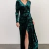 BB Custom Dresses Matthews Embossed Velvet Maxi Dress | Jade