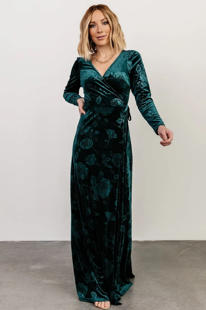 BB Custom Dresses Matthews Embossed Velvet Maxi Dress | Jade 9 BB Custom Dresses Matthews Embossed Velvet Maxi Dress | Jade