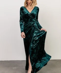 BB Custom Dresses Matthews Embossed Velvet Maxi Dress | Jade 16 BB Custom Dresses Matthews Embossed Velvet Maxi Dress | Jade