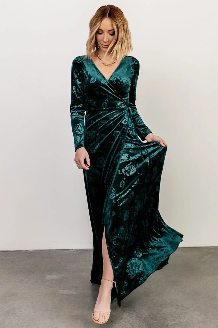 BB Custom Dresses Matthews Embossed Velvet Maxi Dress | Jade 8 BB Custom Dresses Matthews Embossed Velvet Maxi Dress | Jade