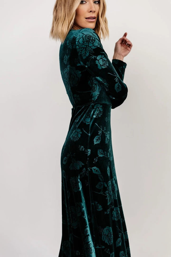 BB Custom Dresses Matthews Embossed Velvet Maxi Dress | Jade 7 BB Custom Dresses Matthews Embossed Velvet Maxi Dress | Jade