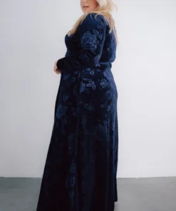 BB Custom Dresses Matthews Embossed Velvet Maxi Dress | Navy 18 BB Custom Dresses Matthews Embossed Velvet Maxi Dress | Navy