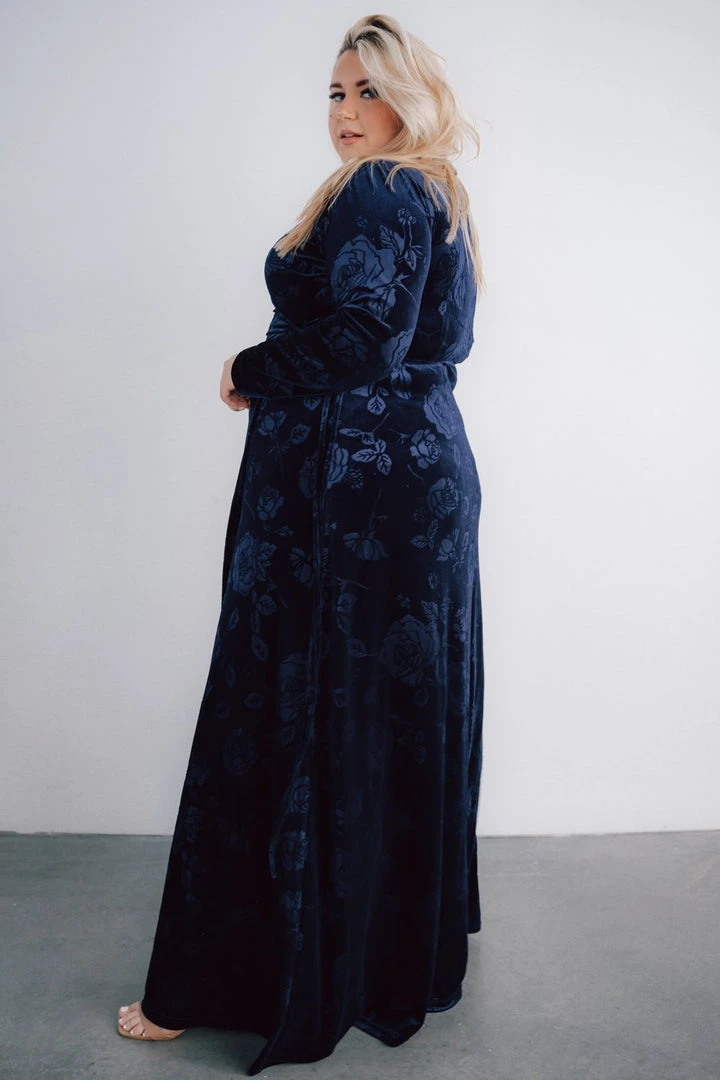 BB Custom Dresses Matthews Embossed Velvet Maxi Dress | Navy 7 BB Custom Dresses Matthews Embossed Velvet Maxi Dress | Navy