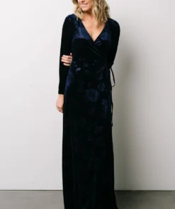 BB Custom Dresses Matthews Embossed Velvet Maxi Dress | Navy 14 BB Custom Dresses Matthews Embossed Velvet Maxi Dress | Navy