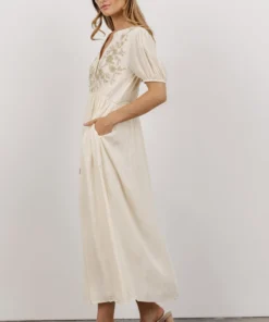 POL Dresses Maven Embroidered Midi Dress | Vintage Cream