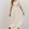 POL Dresses Maven Embroidered Midi Dress | Vintage Cream