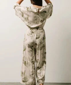 DF Maxwell Jumpsuit | Cream + Sage Palm Print