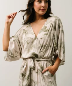 DF Maxwell Jumpsuit | Cream + Sage Palm Print
