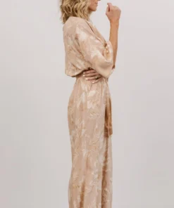 DF Maxwell Jumpsuit | Natural Palm Print Boho